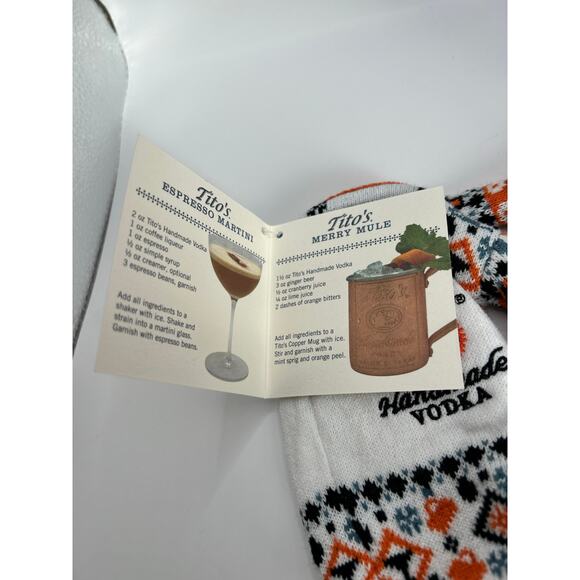 Tito's Handmade Vodka Bottle Sweater TO FROM Gift Tag Holiday Set of 2 NWT - Picture 3 of 4